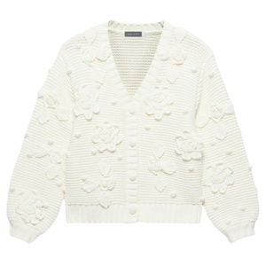 Mint Velvet Cream Applique Flower Cardigan